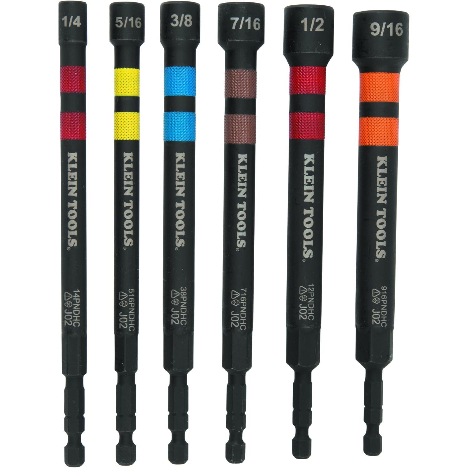 Klein Tools 32950 Hollow Magnetic Color-Coded Ratcheting Power Nut Driver. Six Sizes. 7 Pc.