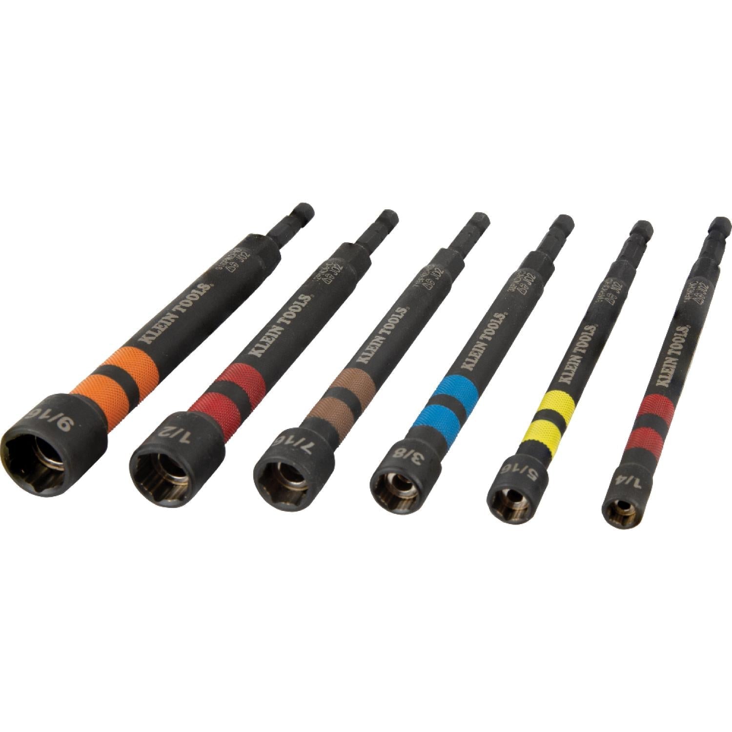 Klein Tools 32950 Hollow Magnetic Color-Coded Ratcheting Power Nut Driver. Six Sizes. 7 Pc.