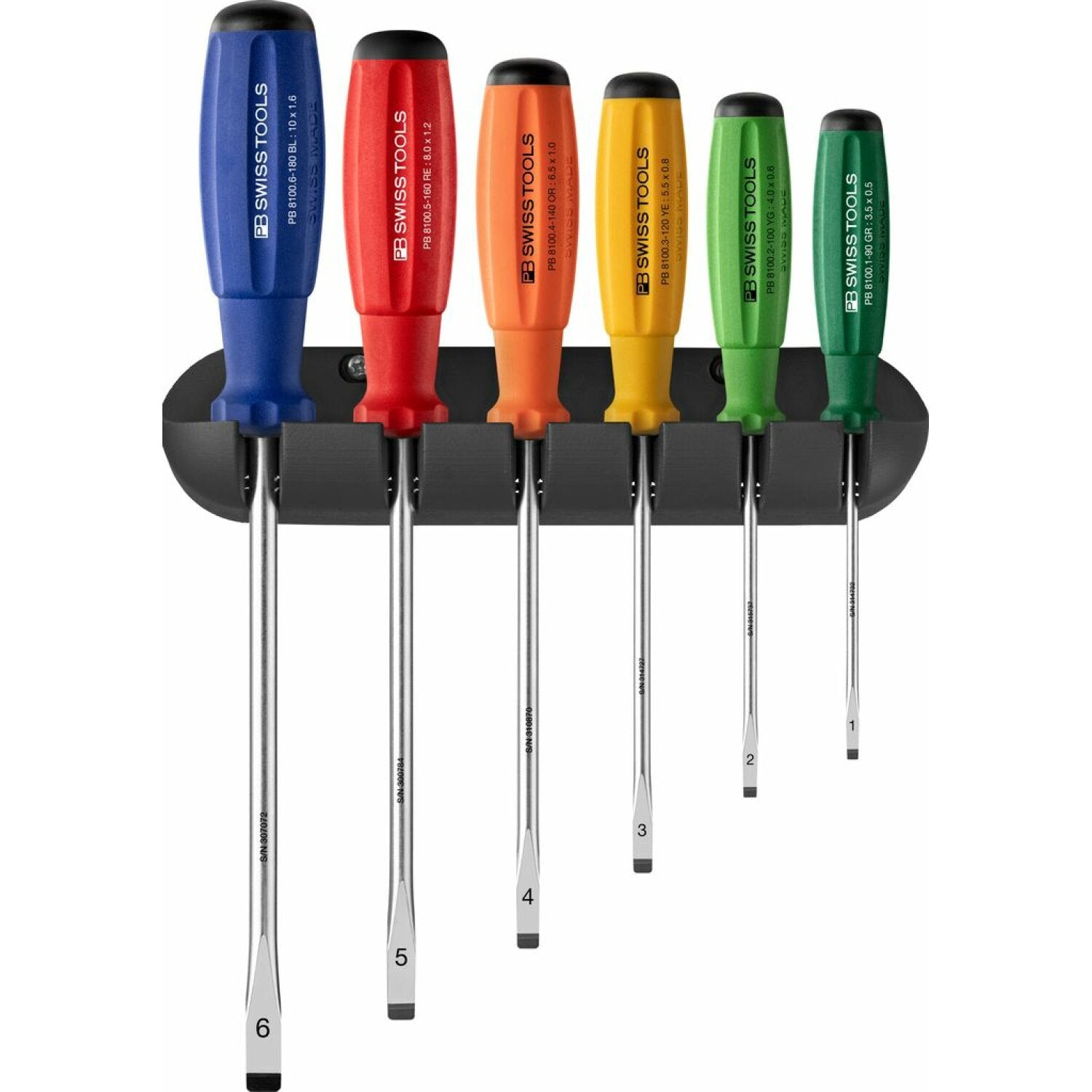 PB Swiss Tools PB 8240.RB SwissGrip Screwdriver Set With Wall Mount. 6-Pieces