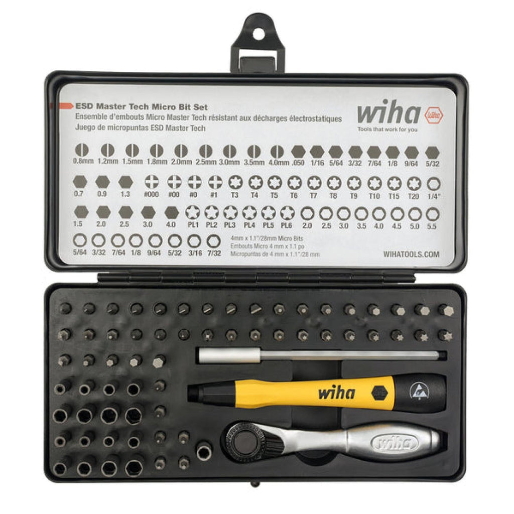 Wiha Tools 75965 Precision Micro Bit Ratchet Steel Storage Box. 65-Piece