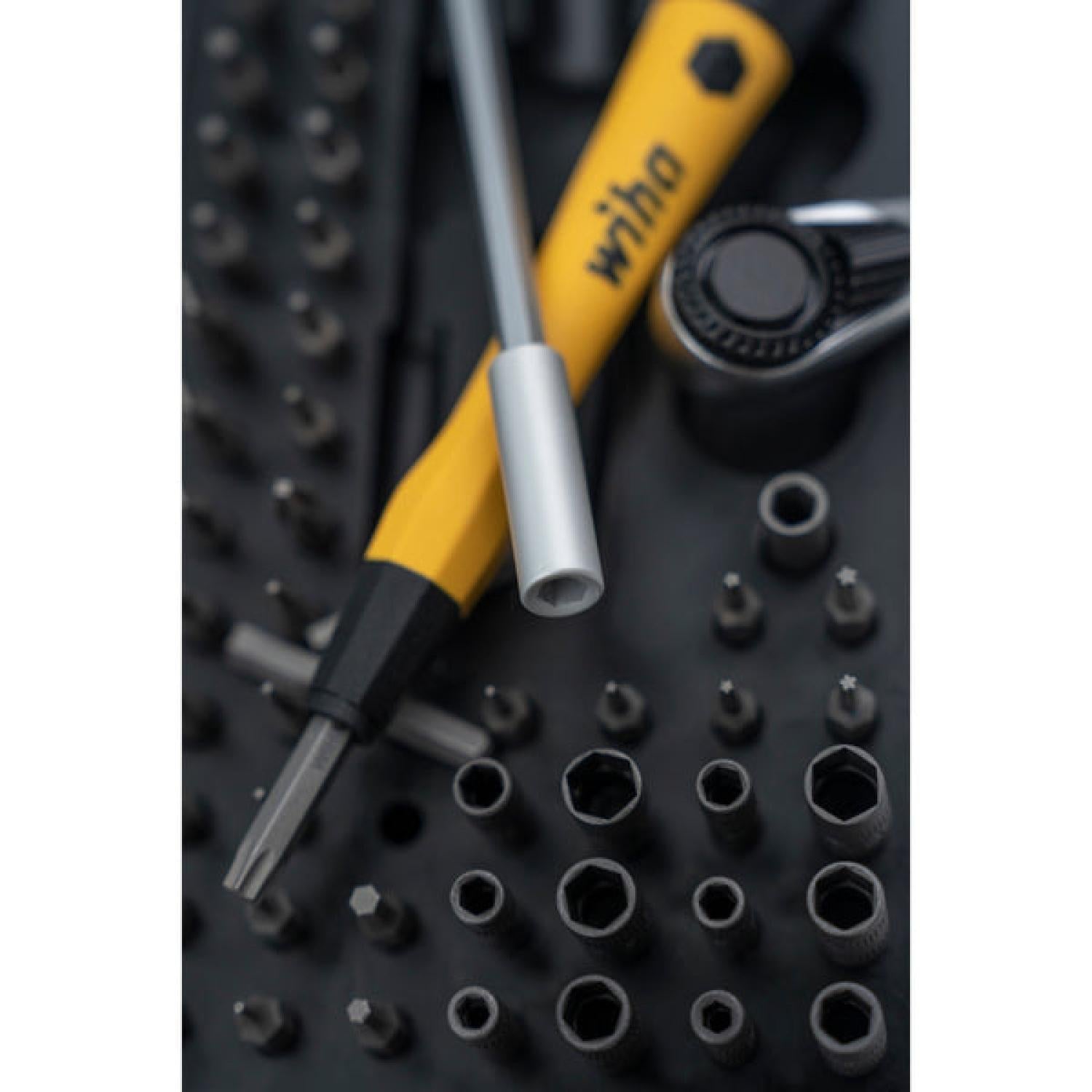Wiha Tools 75965 Precision Micro Bit Ratchet Steel Storage Box. 65-Piece