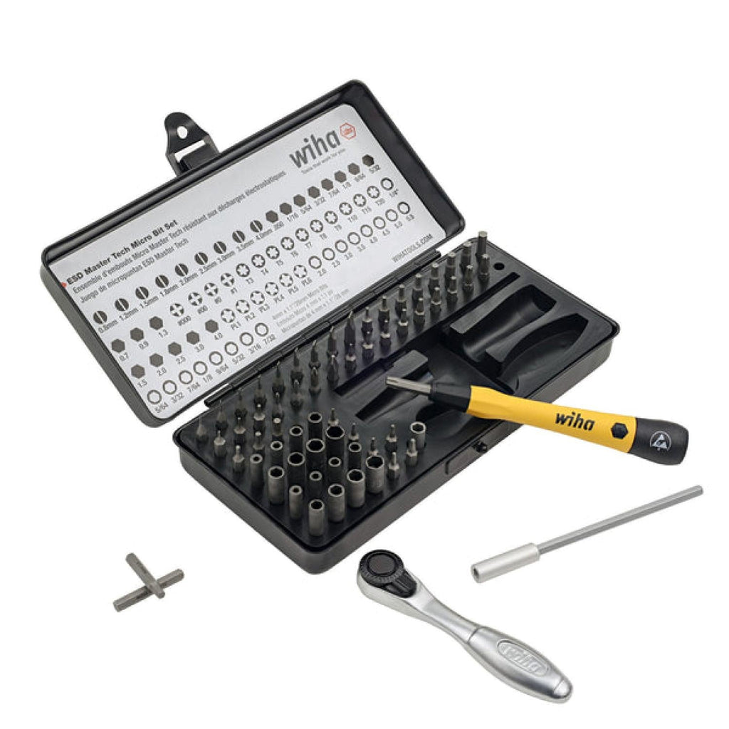Wiha Tools 75965 Precision Micro Bit Ratchet Steel Storage Box. 65-Piece